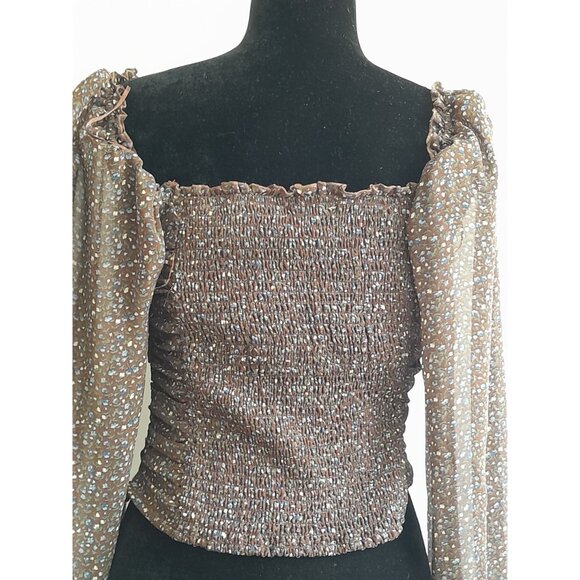 Womens Y2K Boho Milkmaid Cottagecore Romantic Floral Ditsy Sz Medium Top Blouse - Picture 5 of 7